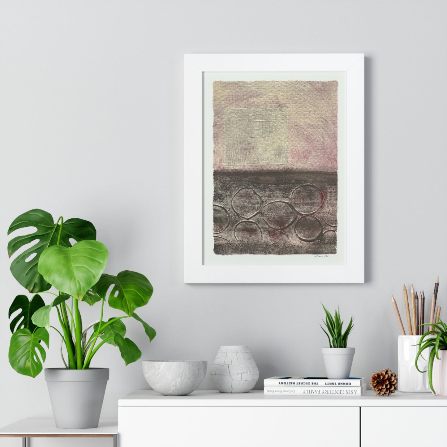 Framed Print by Lori Brunner Art | 'Gray Bubbles', 12"x16" and 16"x20" - Three frame choices