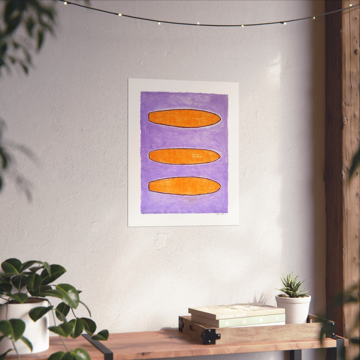 Orange & Lt Purple Surfboards 20" x 16"