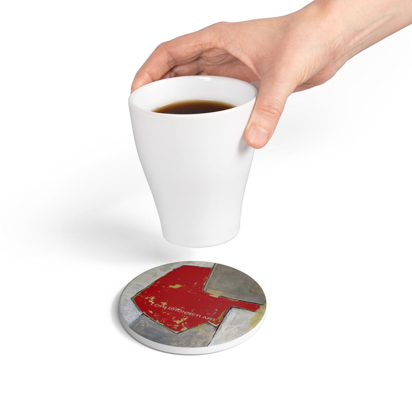 Stylish Modern Ceramic Coaster | Cranberry Fields by Lori Brunner Art