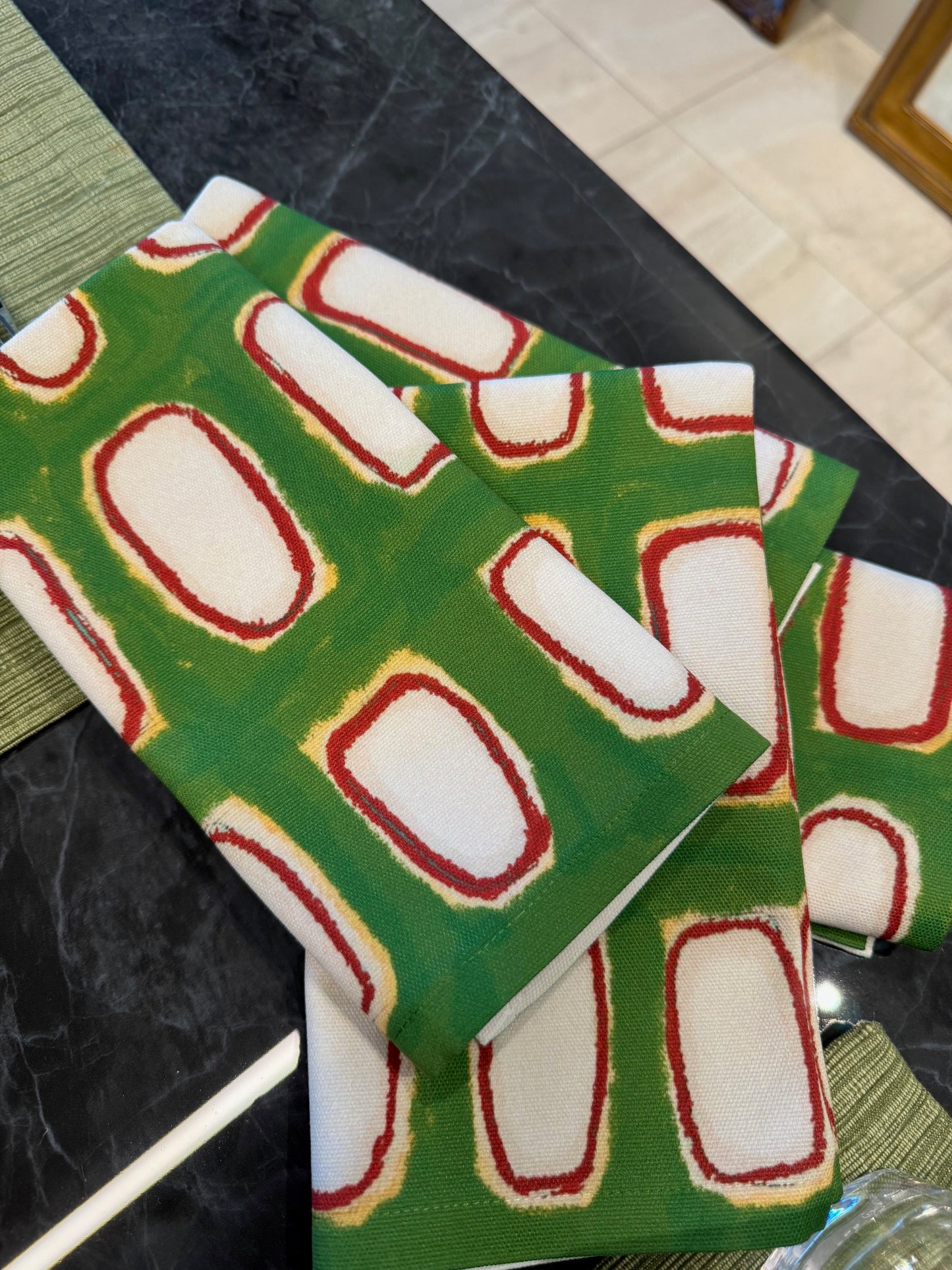 Modern Cloth Napkins Set of 4 | Olive Windows by Lori Brunner Art