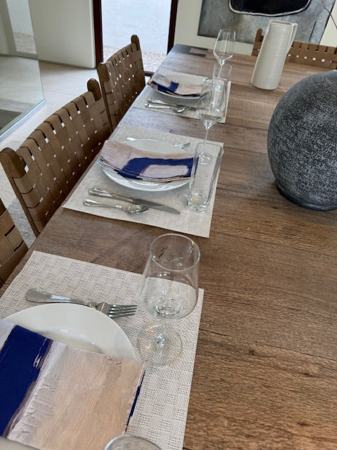 Perfect for modern entertaining blue cloth napkins with abstract design for the elevated dining table sustainable table linens eco-friendly entertaining