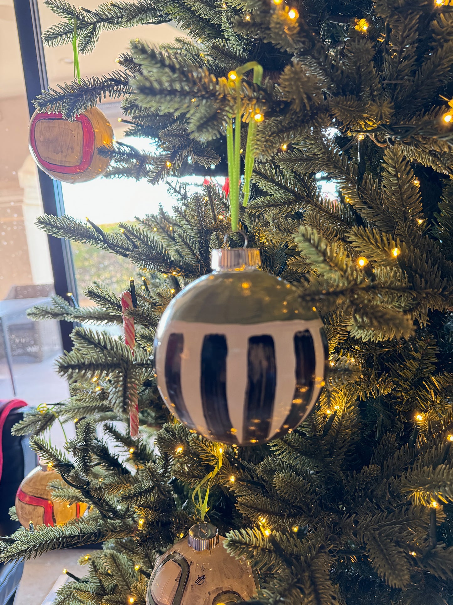 Holiday Ornament (holiday stripe--sage)