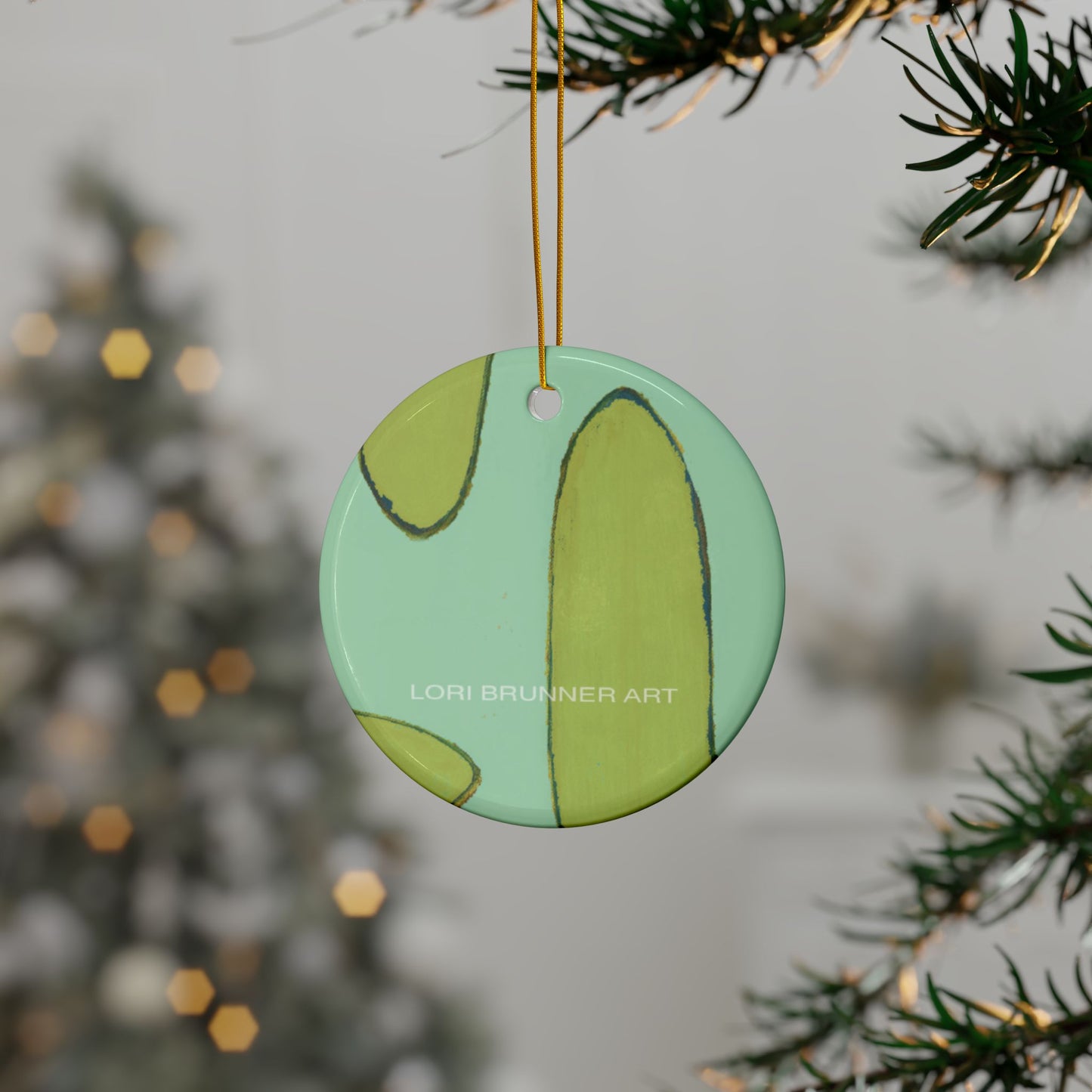 Ceramic Ornament | Aqua Surfboards by Lori Brunner Art