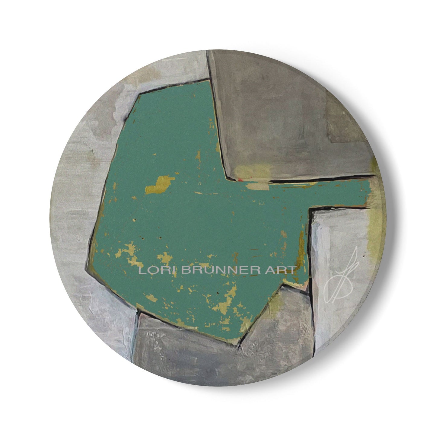 Stylish Modern Ceramic Coaster | Teal Fields by Lori Brunner Art