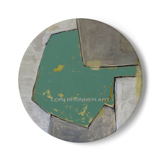 Stylish Modern Ceramic Coaster | Teal Fields by Lori Brunner Art