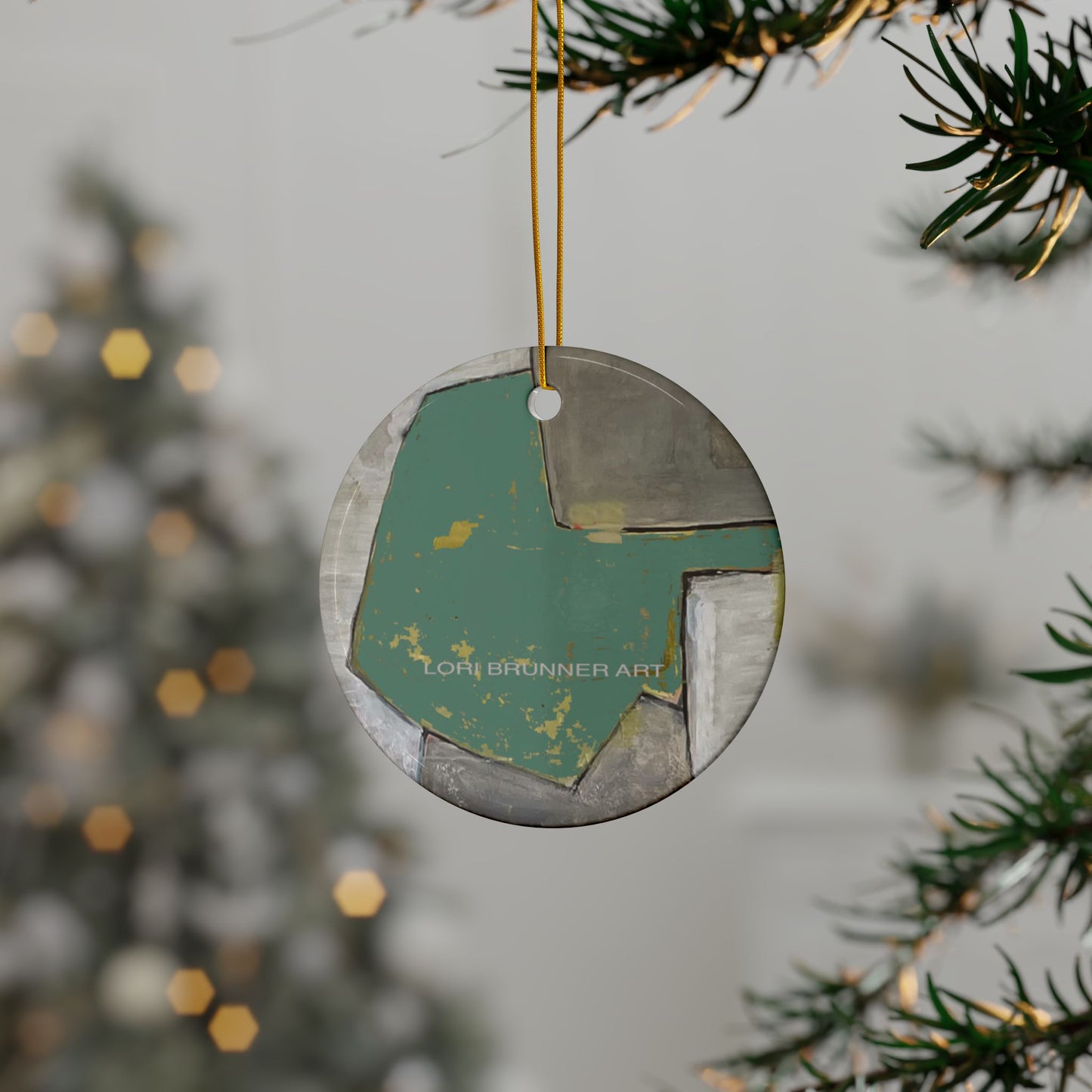 Ceramic Ornament | Teal Field by Lori Brunner Art