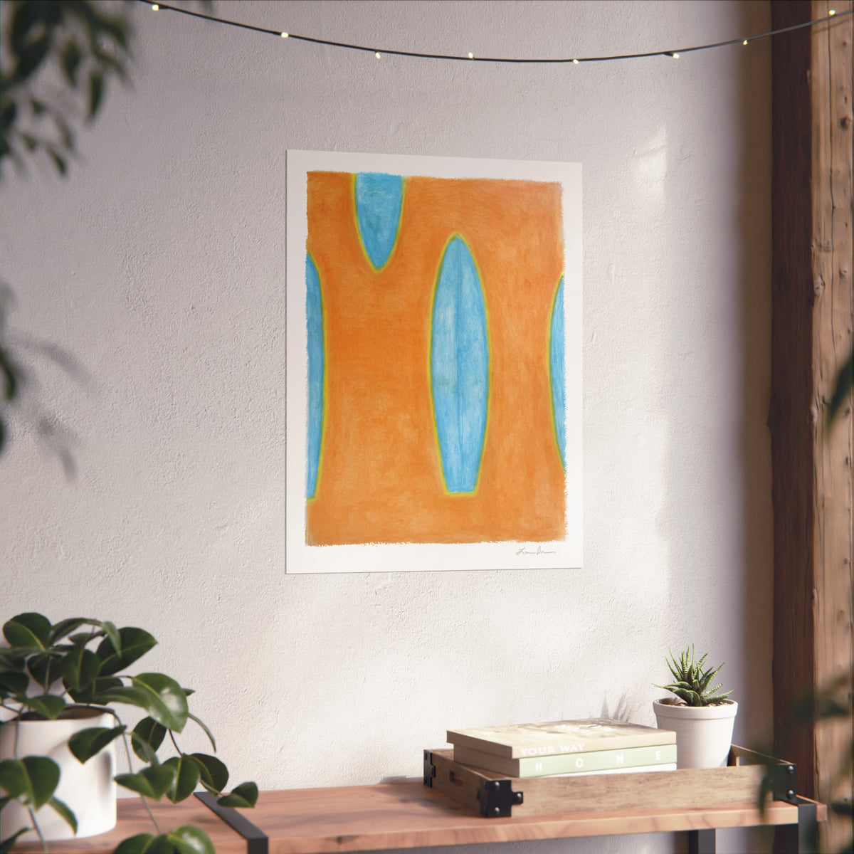 Four Orange & Blue Surfboards 18x24 by Lori Brunner--signed in plate