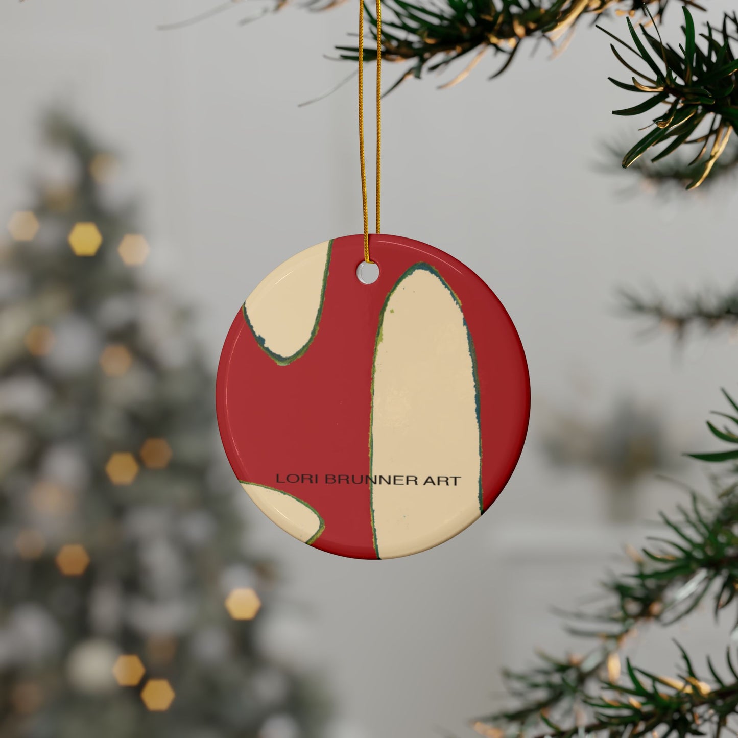 Ceramic Ornament | Peppermint Surfboards by Lori Brunner Art