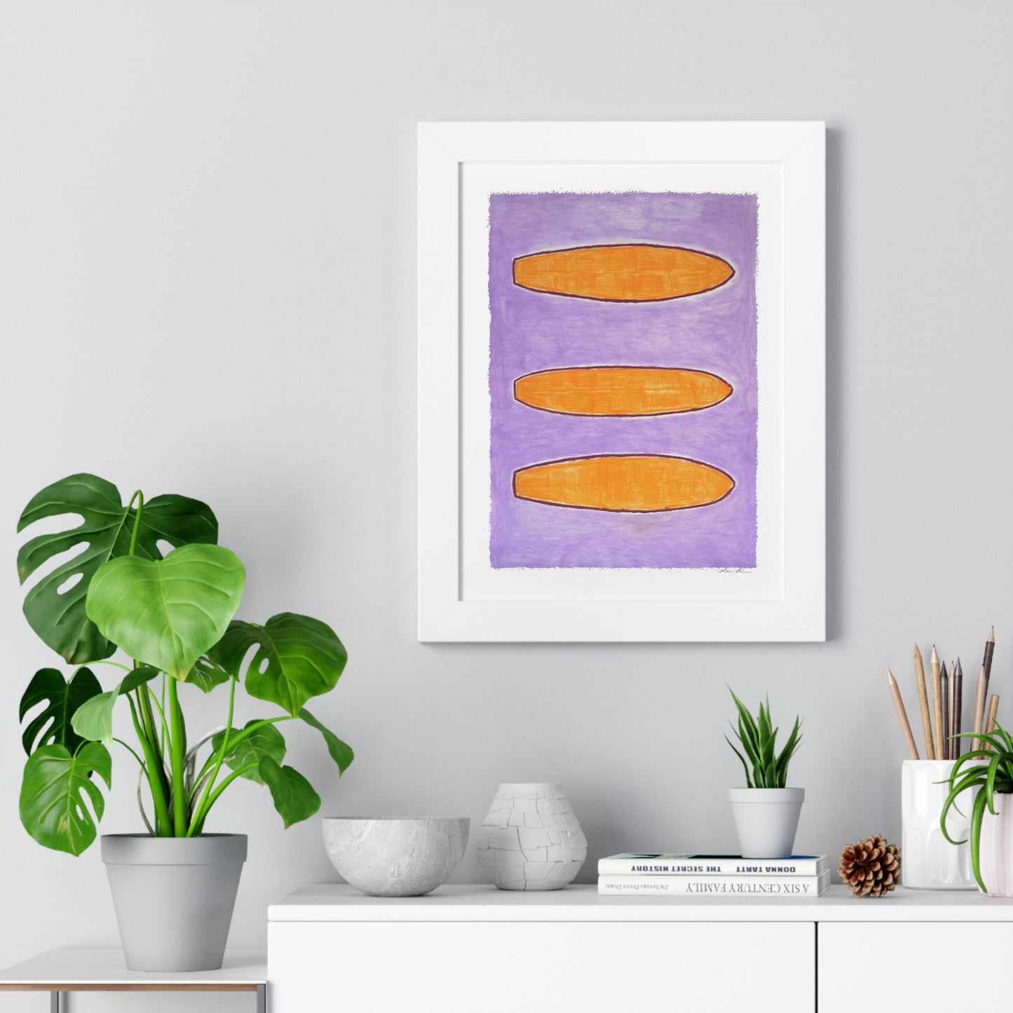 Framed Print by Lori Brunner Art | 'Purple Surfboards', 12"x16" and 16"x20"