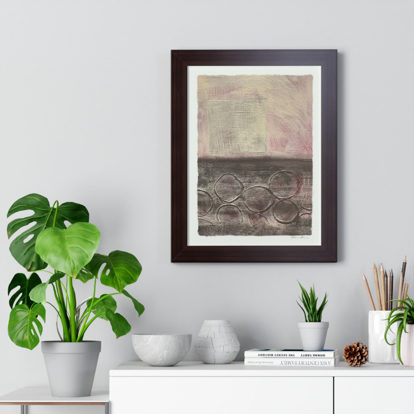 Framed Print by Lori Brunner Art | 'Gray Bubbles', 12"x16" and 16"x20" - Three frame choices