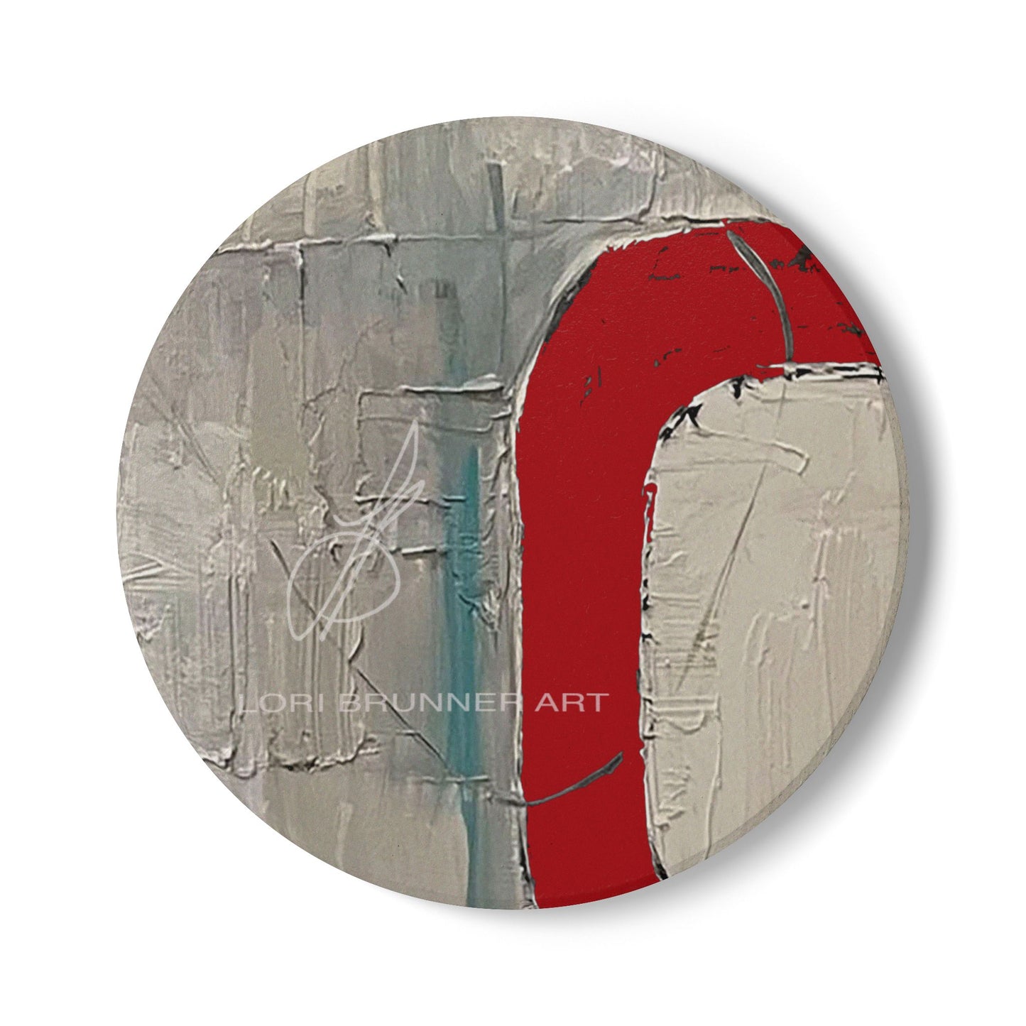 Stylish Modern Ceramic Coaster | Cranberry Ring by Lori Brunner Art