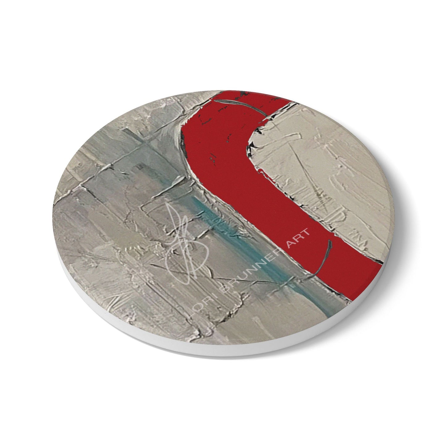 Stylish Modern Ceramic Coaster | Cranberry Ring by Lori Brunner Art