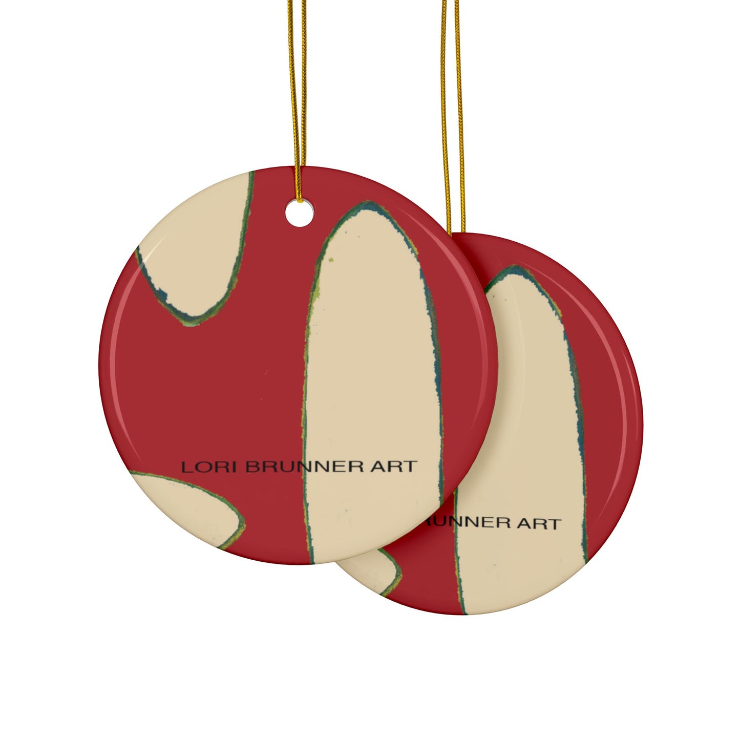 Ceramic Ornament | Peppermint Surfboards by Lori Brunner Art