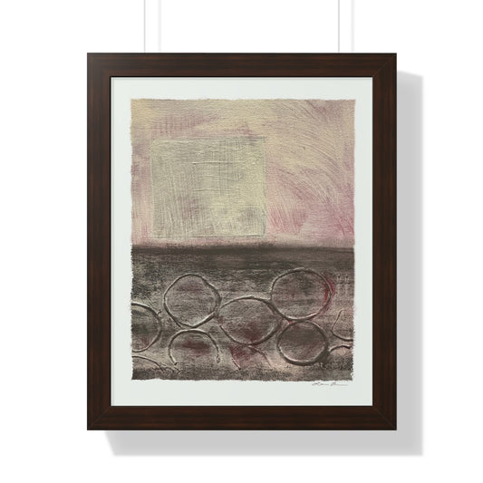 Print: 'Gray Bubbles' 20x16 Black Frame, (in-store item)