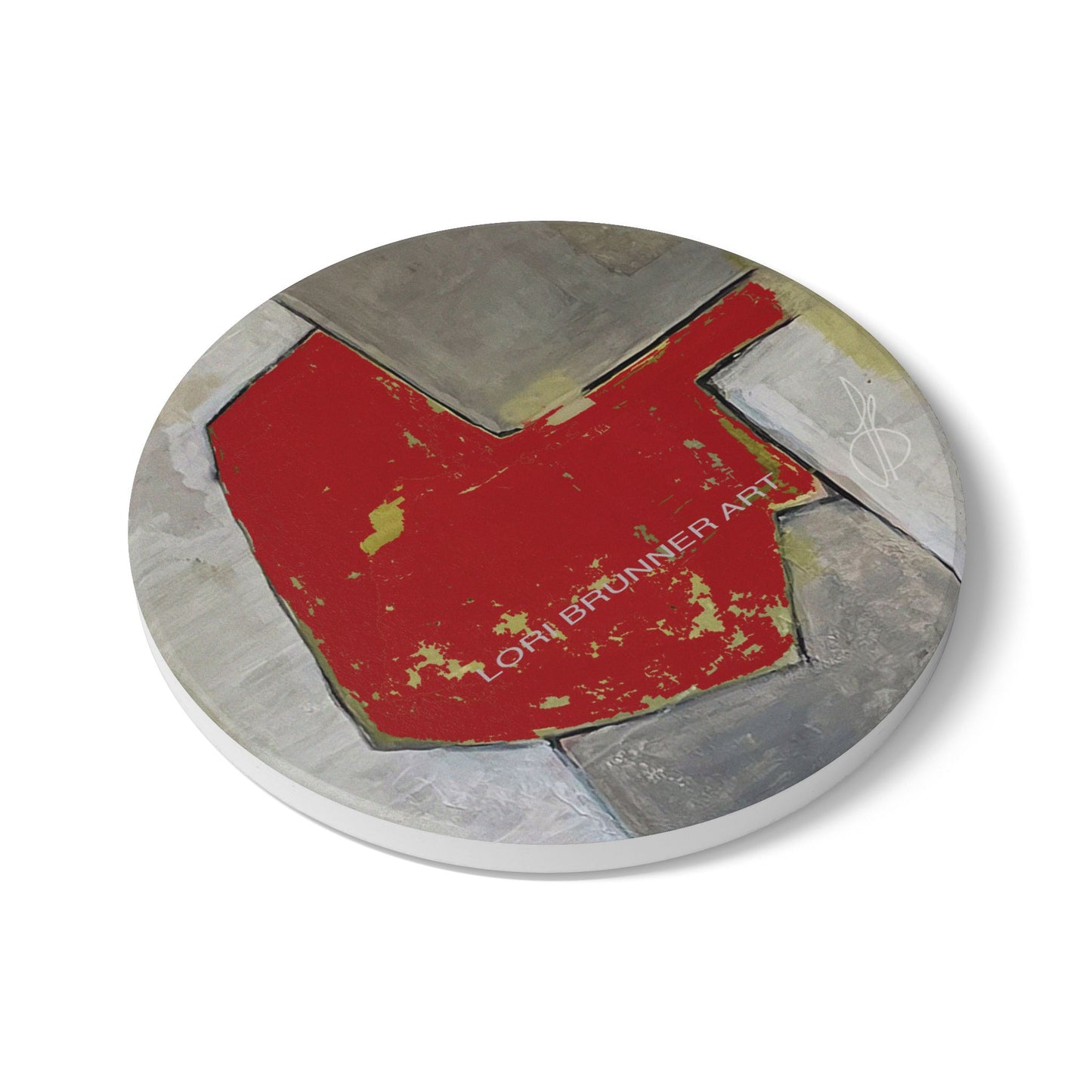 Stylish Modern Ceramic Coaster | Cranberry Fields by Lori Brunner Art