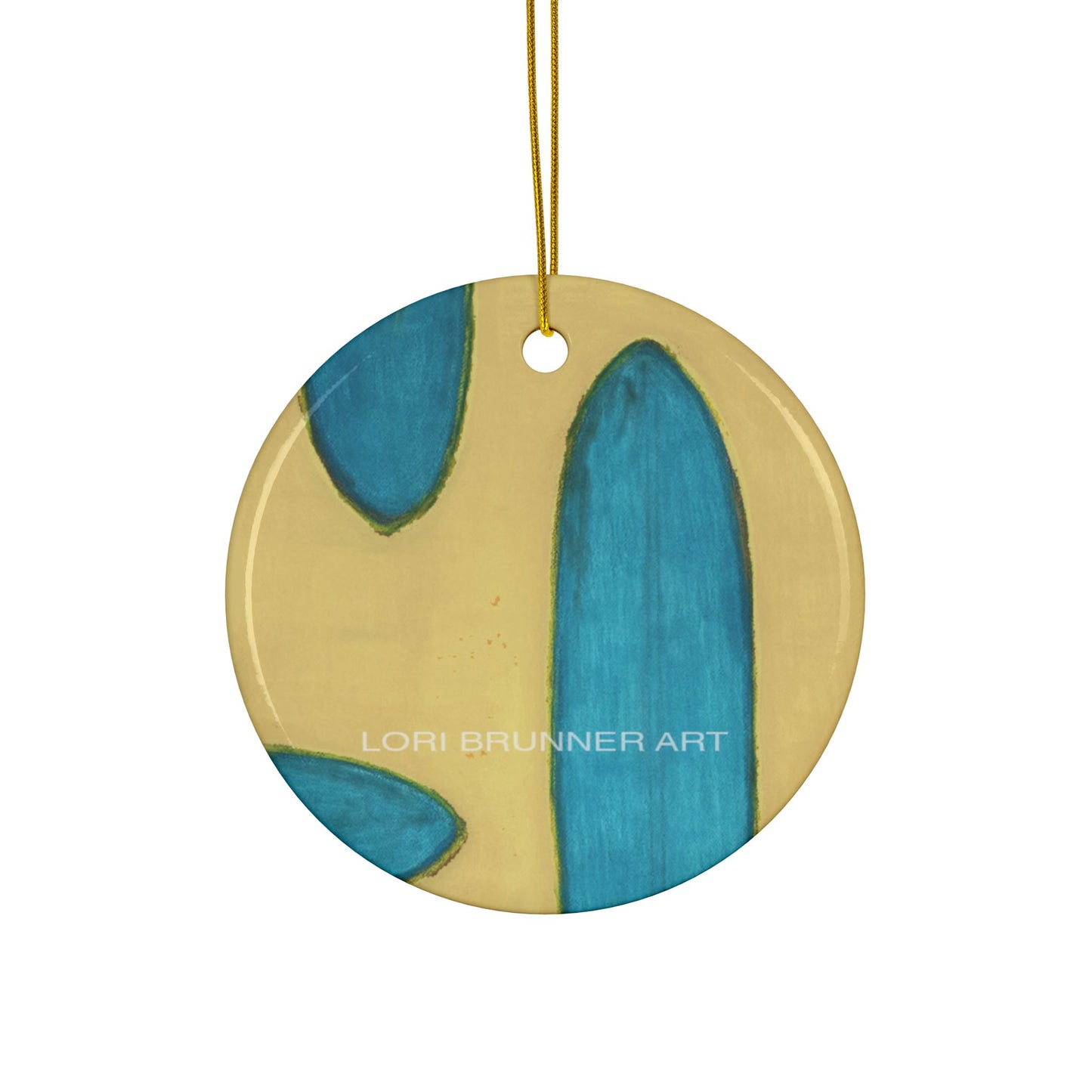 Ceramic Ornament | Yellow & Blue Surfboards by Lori Brunner Art