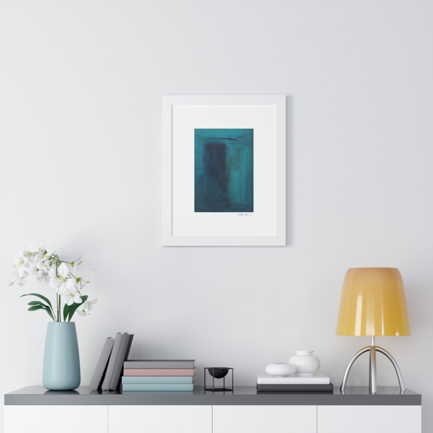 Framed Print by Lori Brunner Art | 'Ocean Teal'  16"x20"
