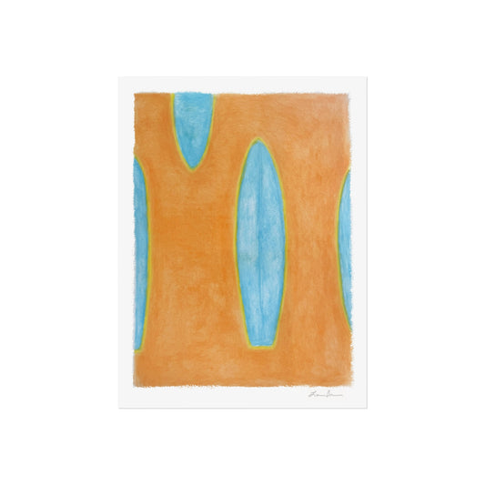 Four Orange & Aqua Surfboards 18x24 by Lori Brunner--signed in plate