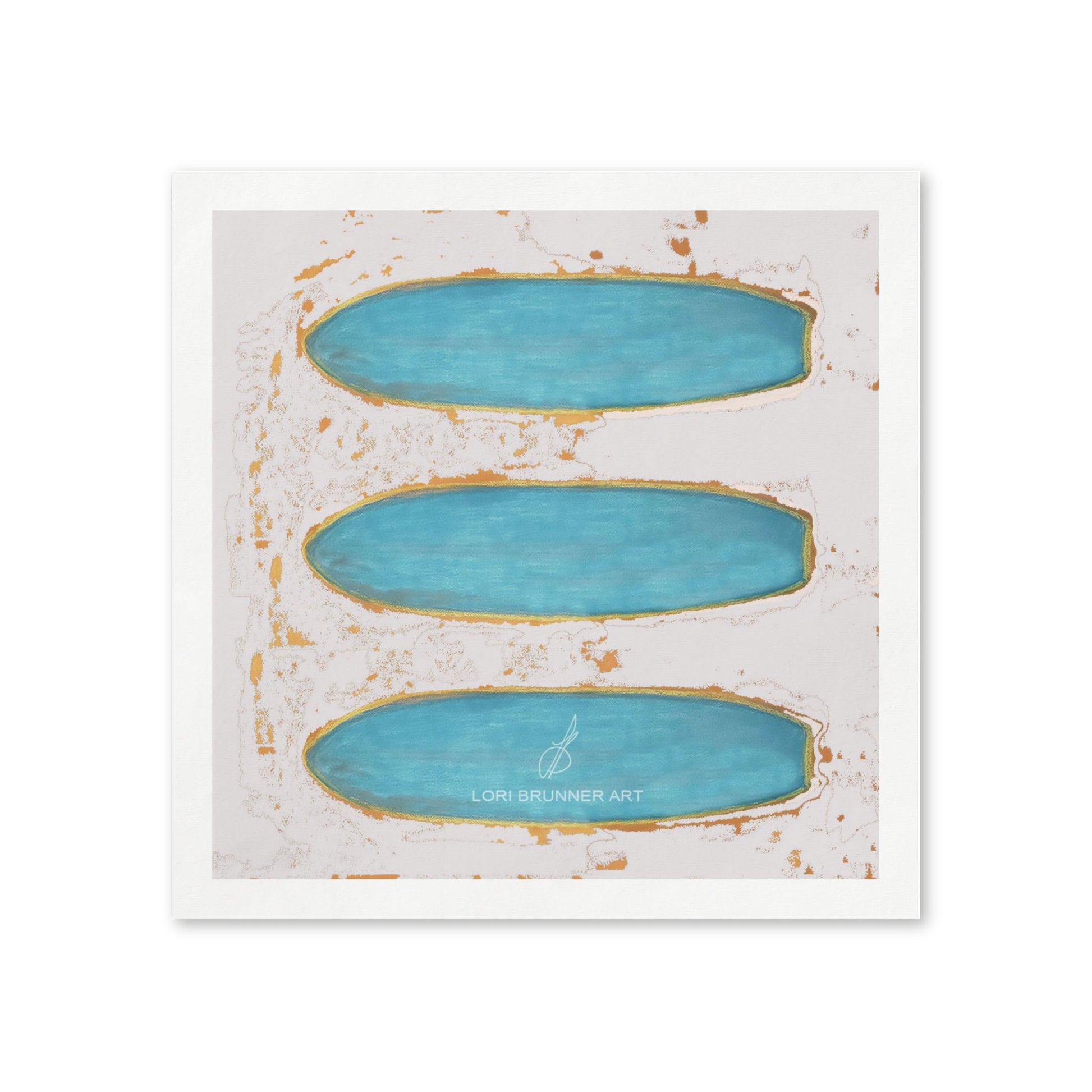 Artist-designed surfboard cocktail napkins by Lori Brunner Art