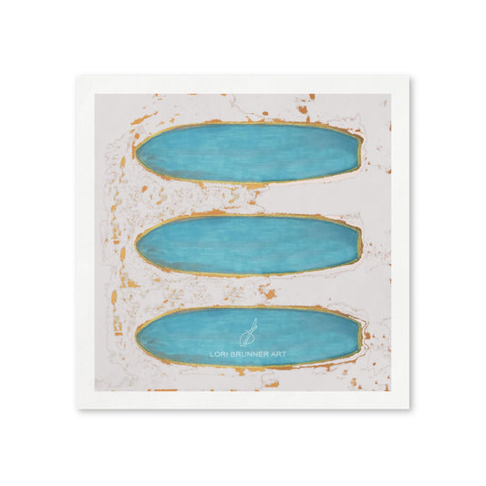 Artist-designed surfboard cocktail napkins by Lori Brunner Art