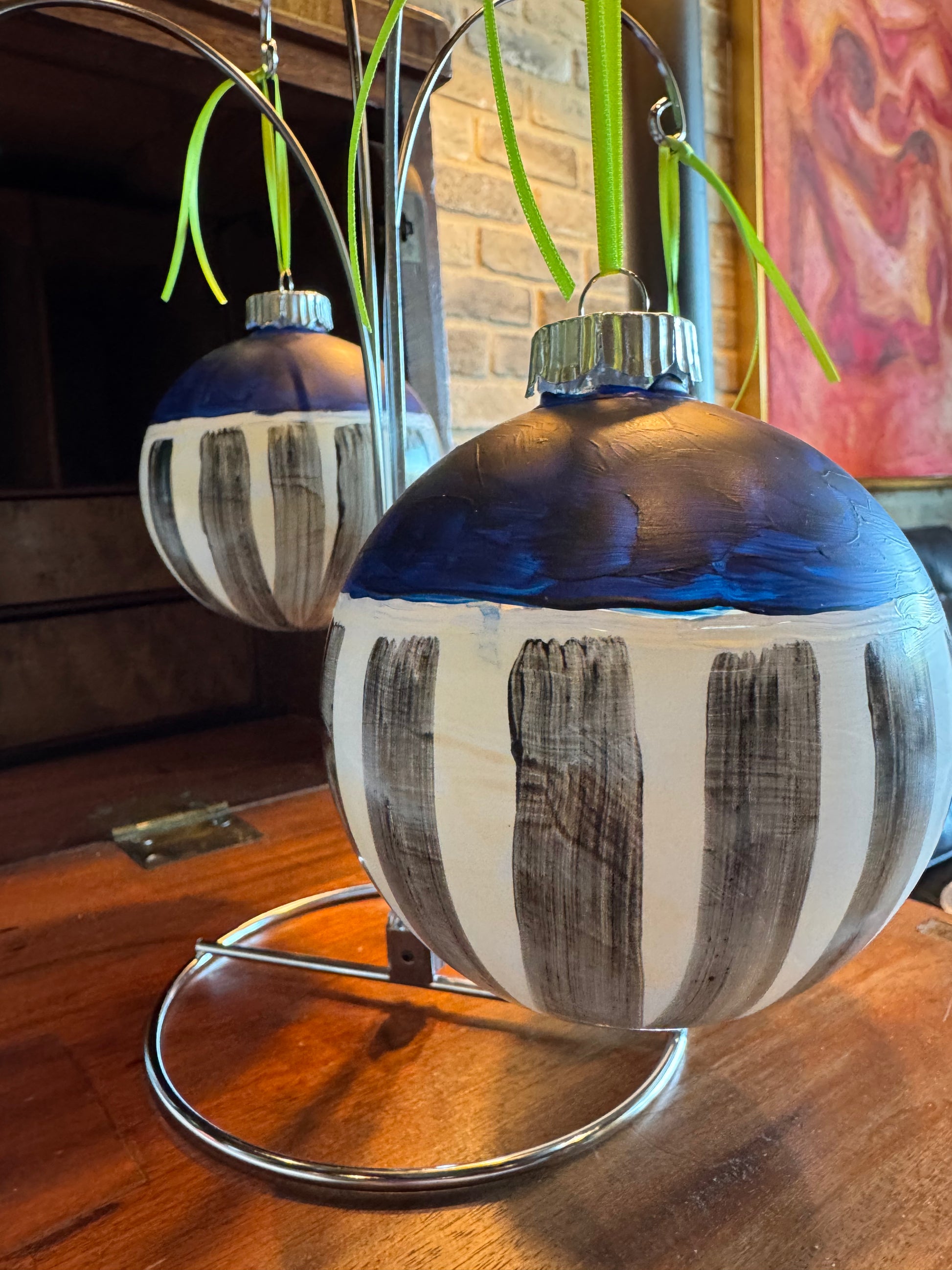 Hand-painted modern ornaments by Lori Brunner Art