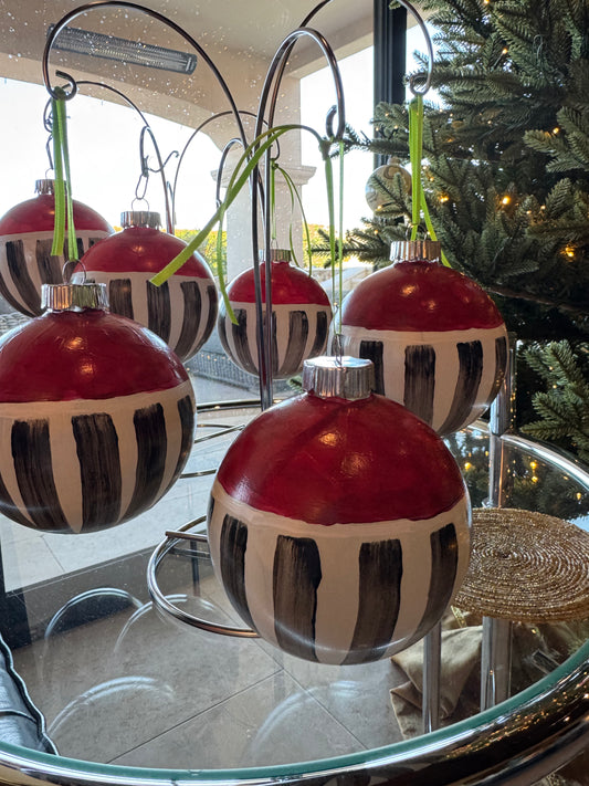 Hand-painted red modern ornament by Lori Brunner Art 