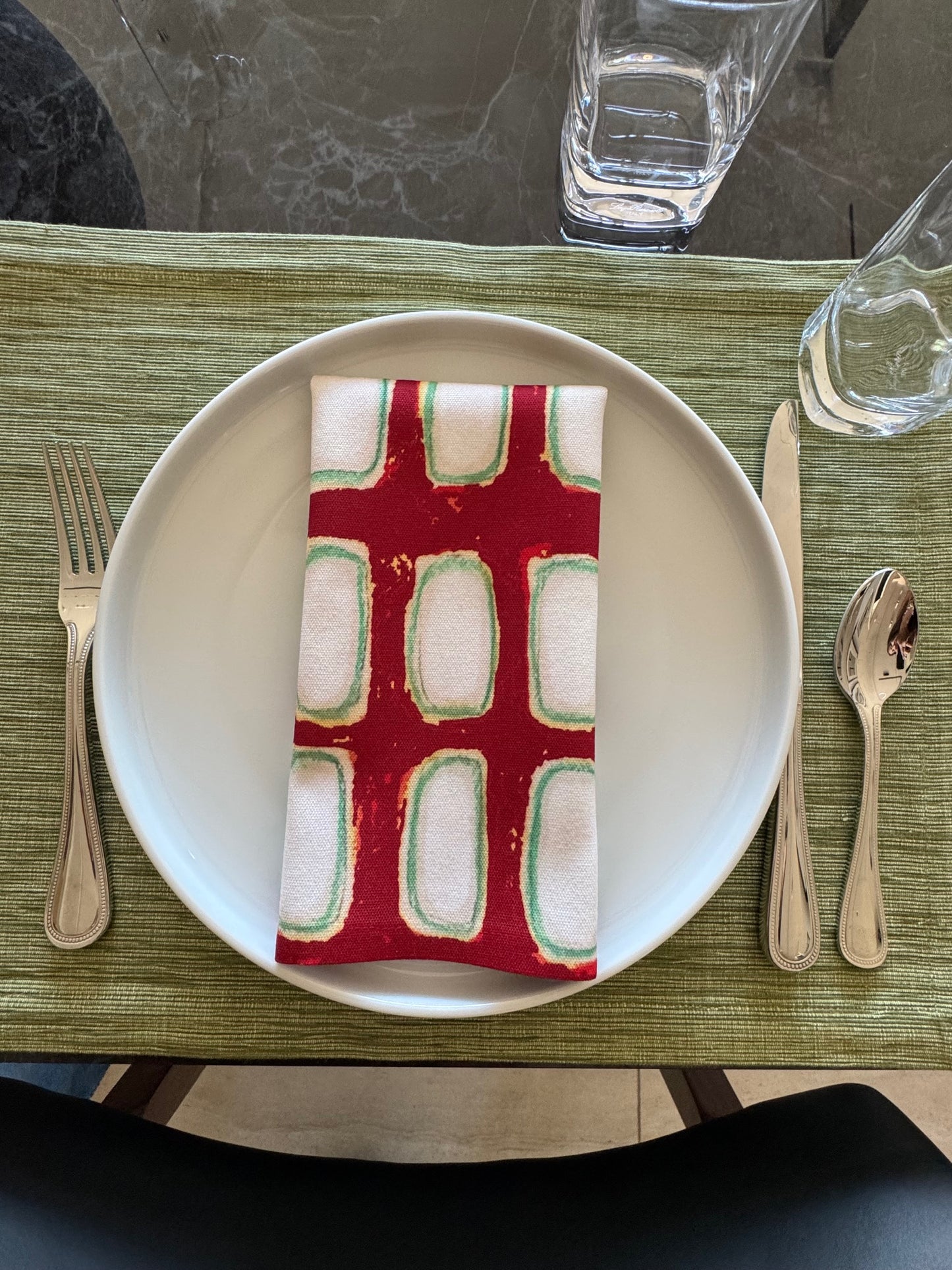 Modern Cloth Napkins Set of 4 | Cranberry Windows by Lori Brunner Art