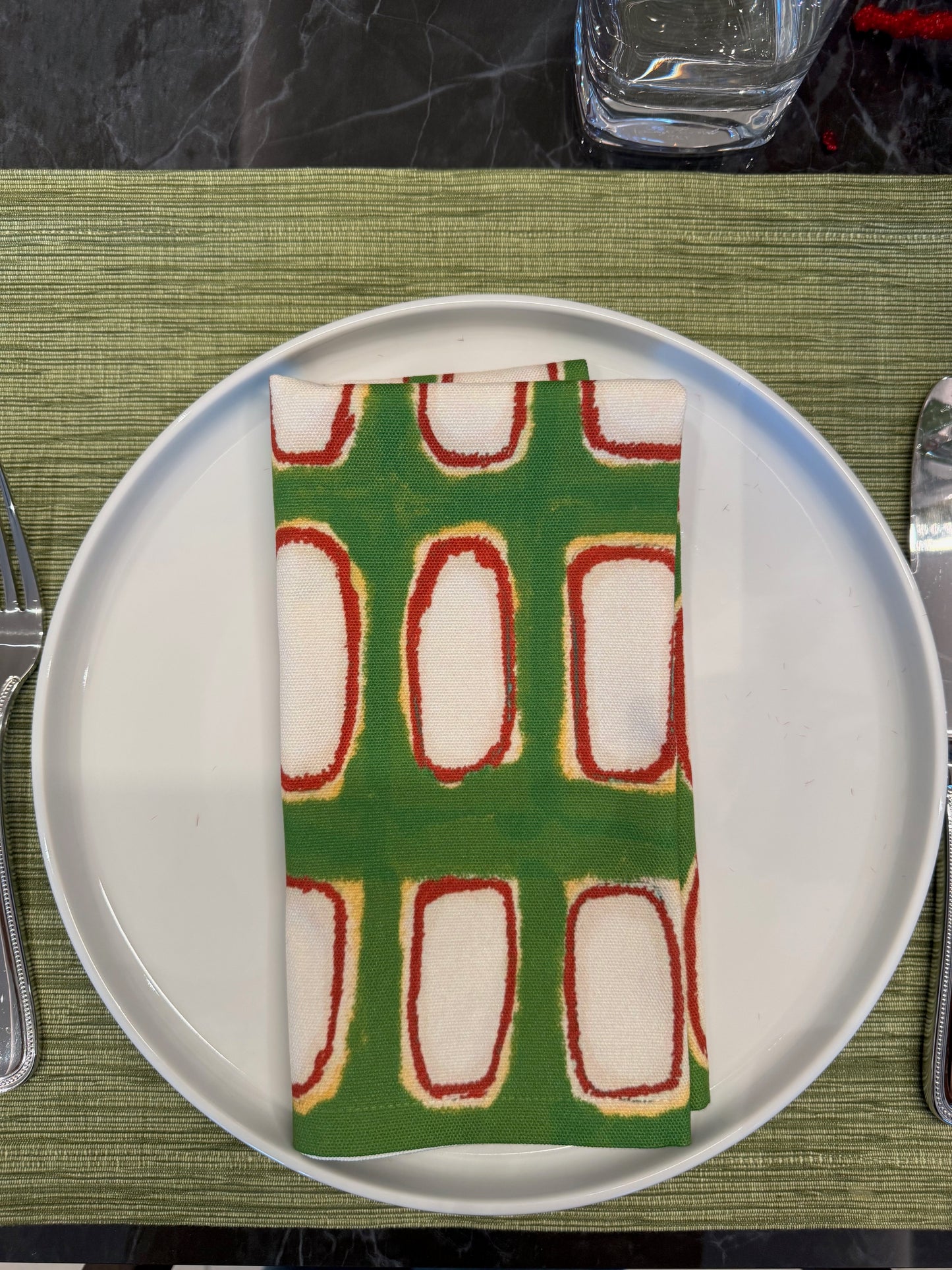 Modern Cloth Napkins Set of 4 | Olive Windows by Lori Brunner Art