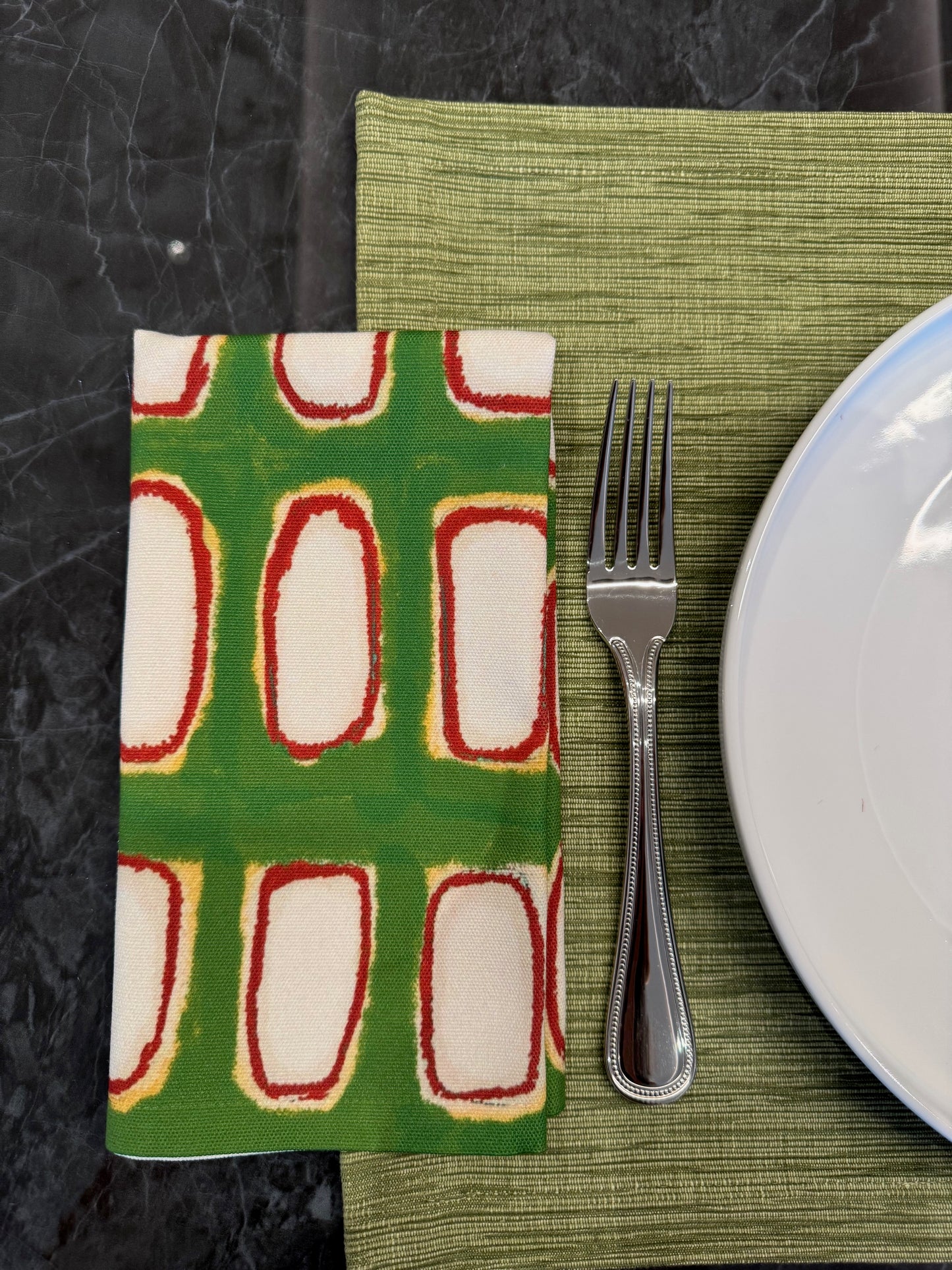Modern Cloth Napkins Set of 4 | Olive Windows by Lori Brunner Art