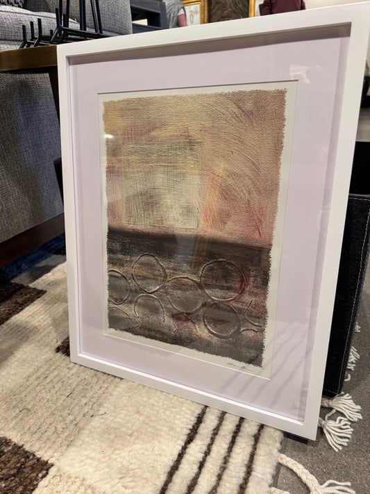 Print: 'Gray Bubbles' 20x16, White Frame, (in-store item)