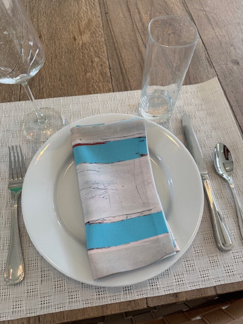 Artist-designed, colorful cloth napkins with abstract design for the dining table sustainable table linens eco-friendly entertaining