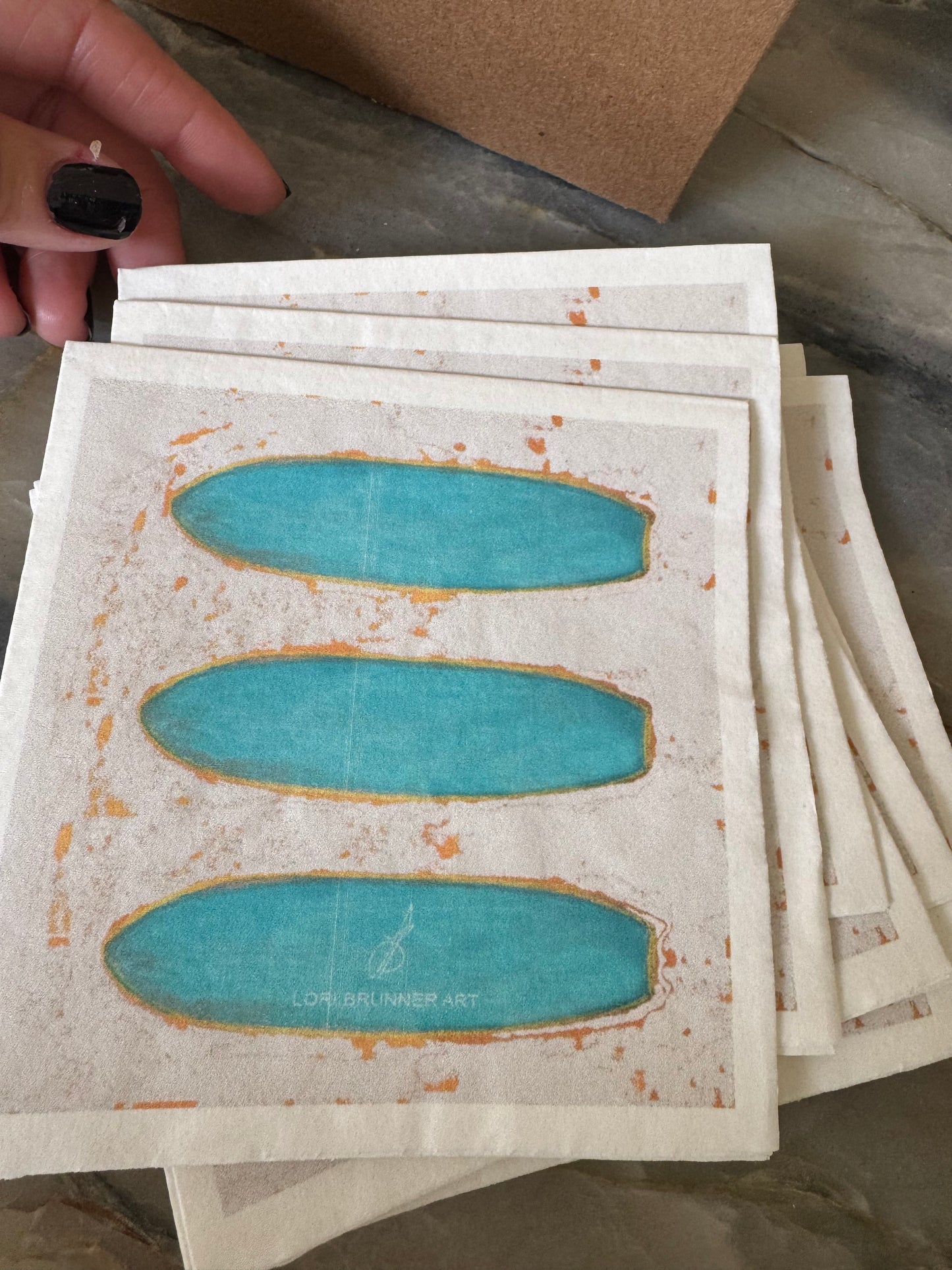 Artist-made cocktail napkins by Lori Brunner Art